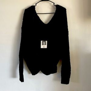 Very J Black Knot Back Sweater